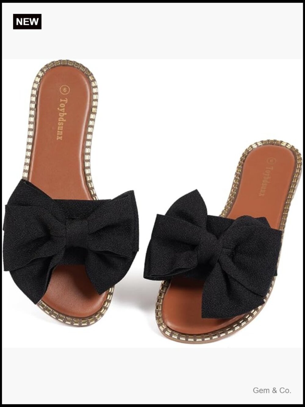 Flat Sandals with Bow, Open Toe Slip On, Comfort Cushioned Footbed, Summer Beach